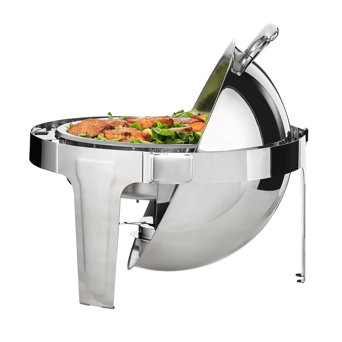 Roll Top Chafing Dish Buffet Set, 6 Qt 2 Pack, Stainless Steel Chafer with 2 Full Size Pans, Round Catering Warmer Server with Lid Water Pan Stand Fuel Holder, for at Least 5 People Each