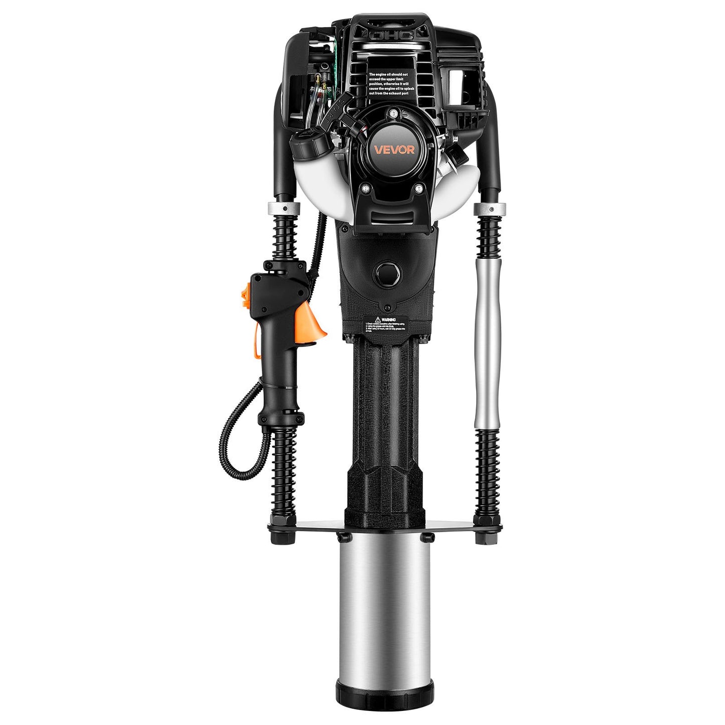 Gas Powered T Post Driver, 37.7cc 4-Stroke Engine Efficient Post Pounder with 3 Piling Sleeves, Vibration-Reducing Handle, Heavy Duty Fence Pile Driver for Farm, Orchard, Road Work, Landscaping