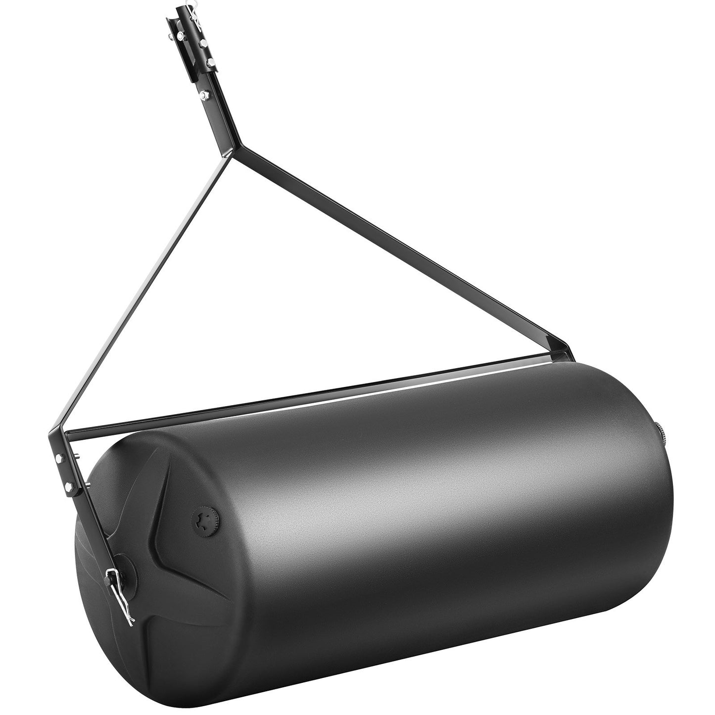 Bogsering bakom gräsmattor, 400 lbs sand-/vattenfylld trädgårdsrulle, LLDPE-trumma och stålram med lättvridbar plugg, bogsering bakom en traktor eller ATV för gräsmatta, trädgård, gård, park, svart