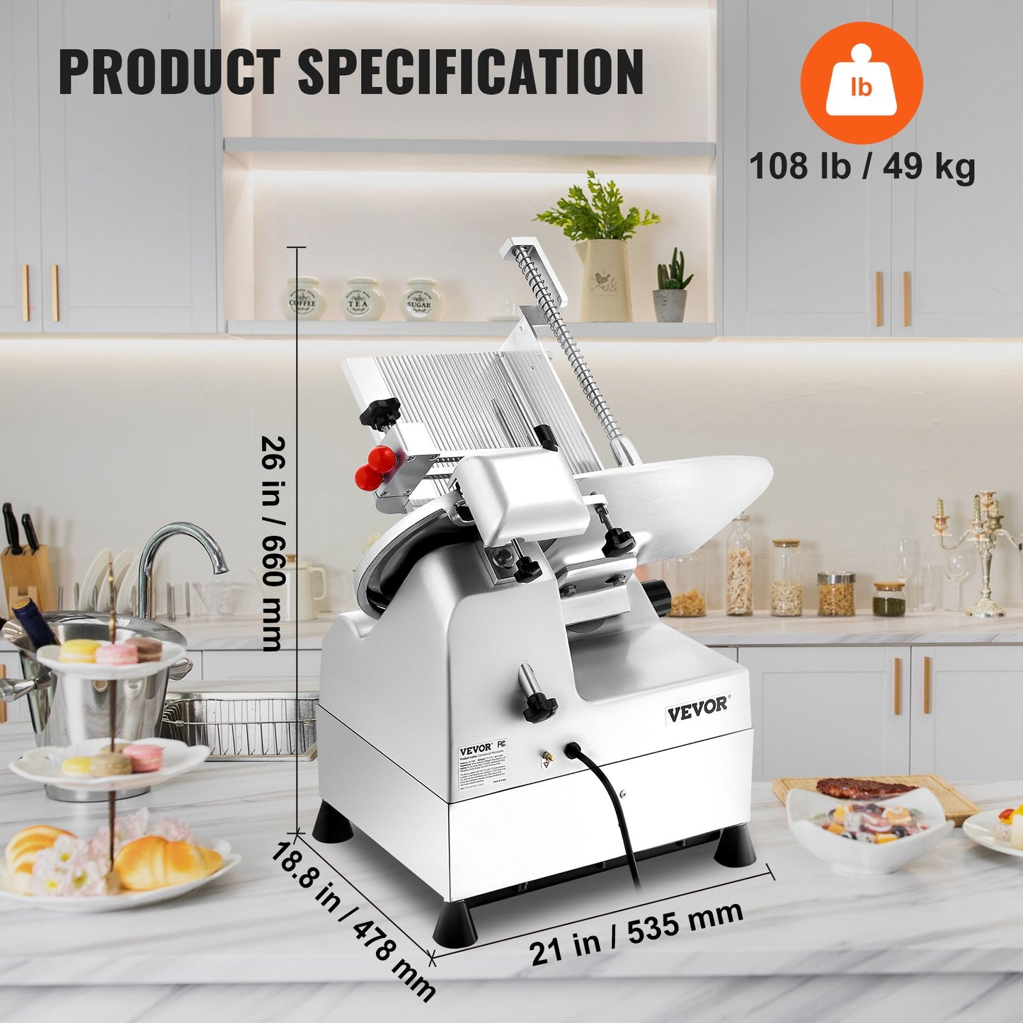 Automatic Meat Slicer, 540W Deli Slicer, 2 PCS 10" Stainless Steel Removable Blade, 0-15mm Adjustable Thickness, Child Lock Protection, Food Slicer Machine for Meat Cheese Bread for Home Use