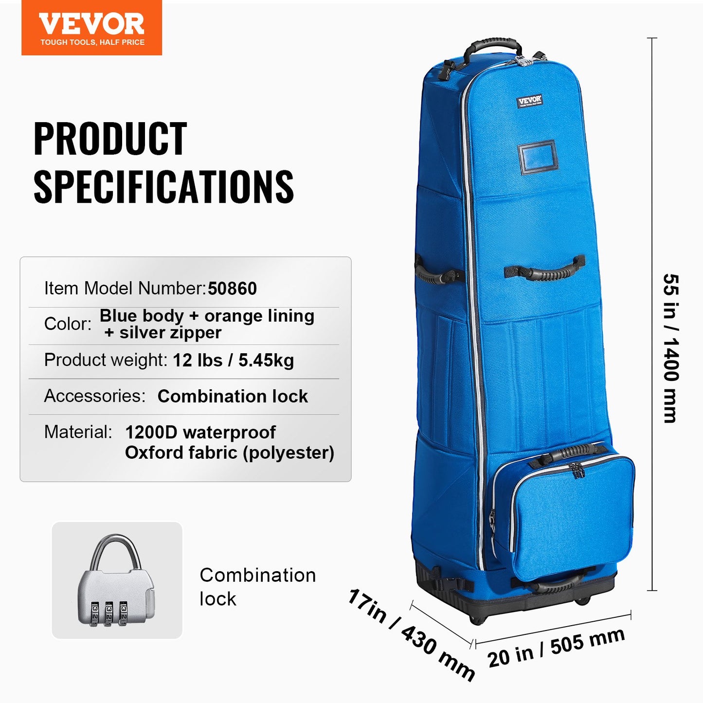 Golf Travel Bag, Outdoors Soft-Sided Golf Travel Cover, Heavy Duty 1200D Polyester Oxford Wear-Resistant Waterproof, Padded Luggage Case with Wheels, Foldable Golf Club Storage Bag for Airline