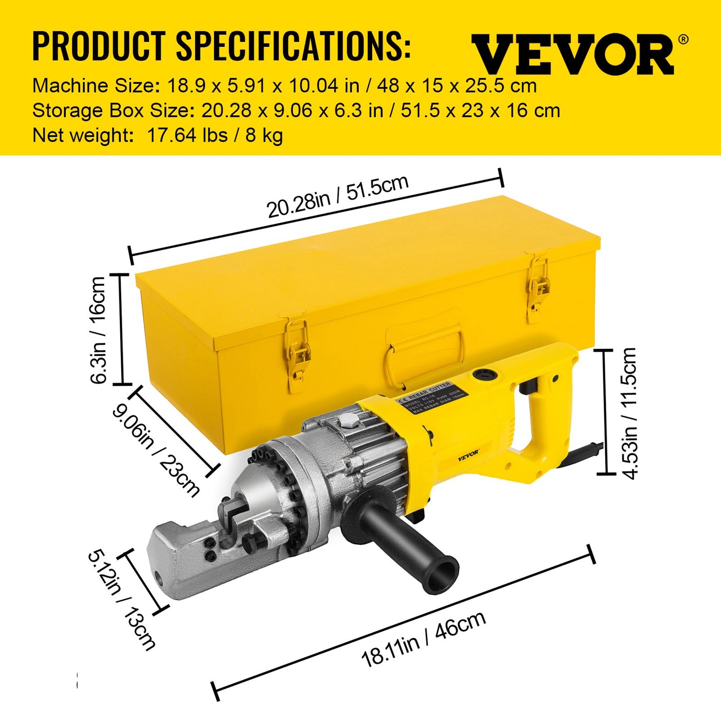 Electric Rebar Cutter, 900W Portable Electric Hydraulic Rebar Cutter, Cutting up to 5/8 Inch #5 4-16mm Rebar within 3 Seconds,110V,with Easy to Carry Stainless Box