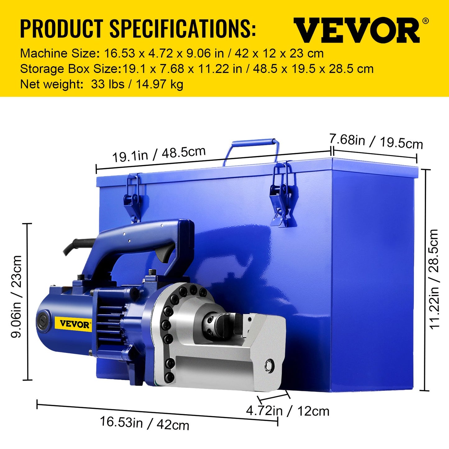 Electric Rebar Cutter, 1350W Portable Electric Hydraulic Rebar Cutter, Cutting up to 7/8 Inch #7 4-22mm Rebar within 4.5 Seconds,110V,with Easy to Carry Stainless Box