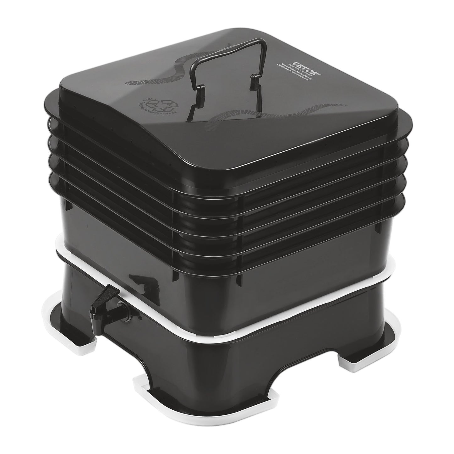 5-tray worm composter, 50L worm compost bin outdoor and indoor, worm farm kit with sustainable design, for food waste recycling, worm castings, worm tea, vermiculture and vermicomposting