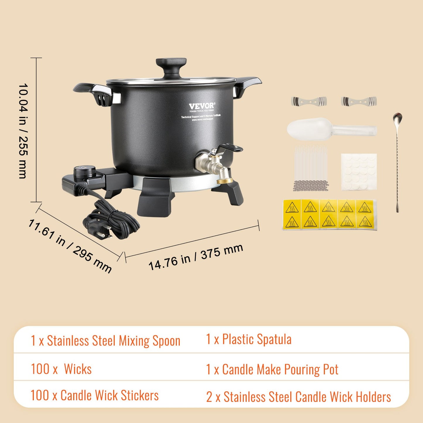 5 Liter Wax Melter for Candle Making, Large Electric Wax Melting Pot Easy Pour Spout, 4-level Temperature Control, Easy Clean for Candle Soap Cream Beauty Bulk Production Business or Home
