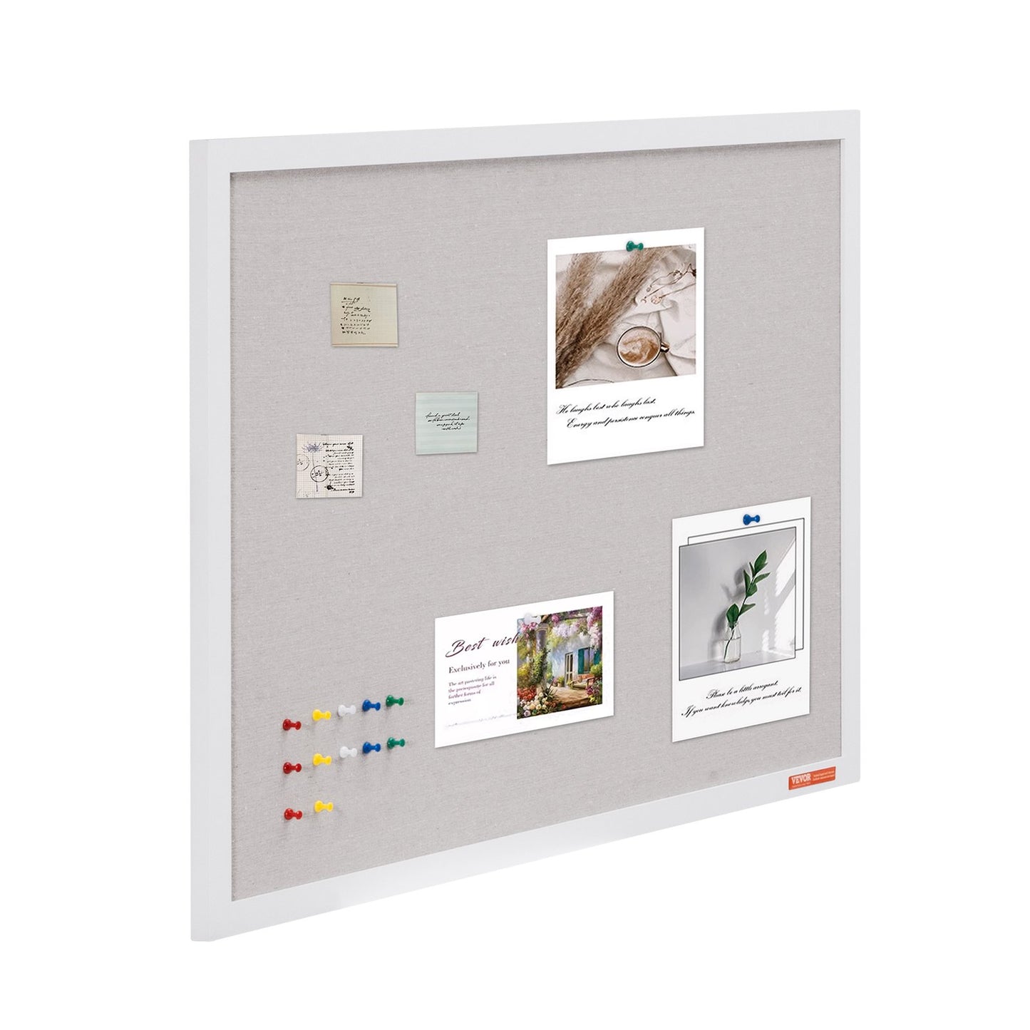 36"x24" vit korktavla med linneyta Väggmonterad anslagstavla