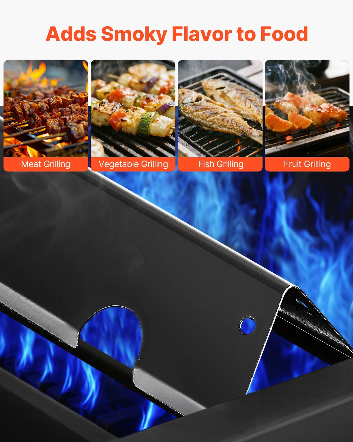 Flavorizer Bars and Heat Deflectors, 17 in Grill Replacement Part, for Weber Genesis ll 310 315 335 340, E/S 325s, ES/SX 325s, E/S 335, EX/SX/EPX-335 Grills, Porcelain-enameled Steel, 8 Pack