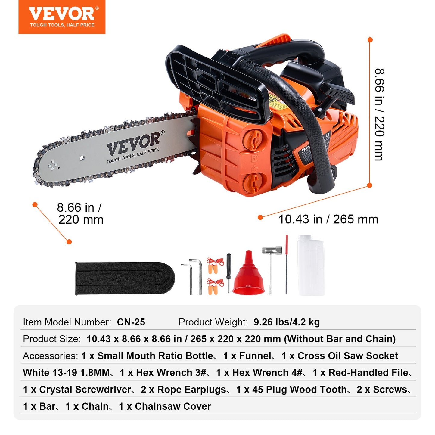 Gas Chainsaw, 25.4CC 12" 1.2HP, Gasoline Powered Chain Saw, Handheld Cordless Petrol Chainsaws for Tree Wood Branch Cutting, Tree Trimming, Land Clearing, Farm Garden Ranch Forest Cutting Use