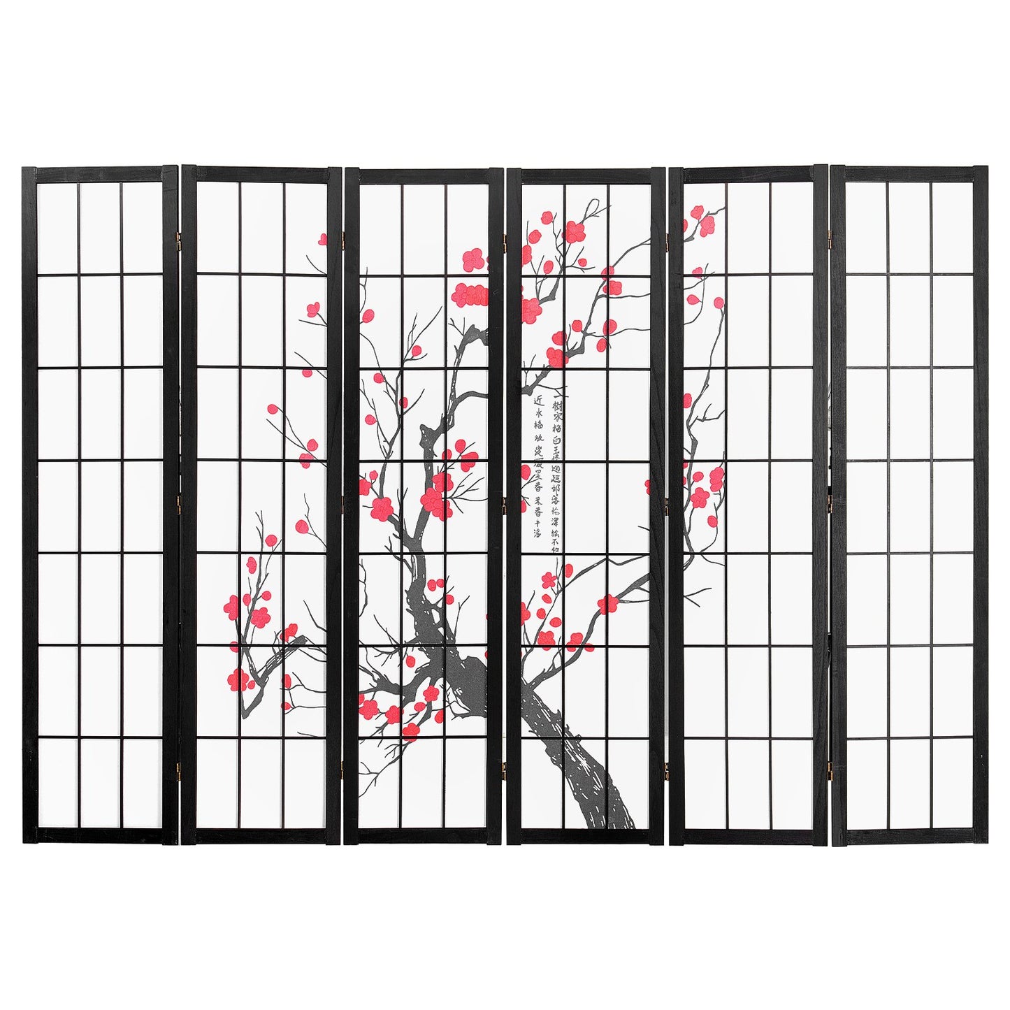 Room Divider, 6 Panel Japanese Room Divider Screen, Wood Folding Privacy Screen Indoor, Japanese Partition Portable Decoration Dividers, for Room Separation Home Office Restaurant & Bedroom