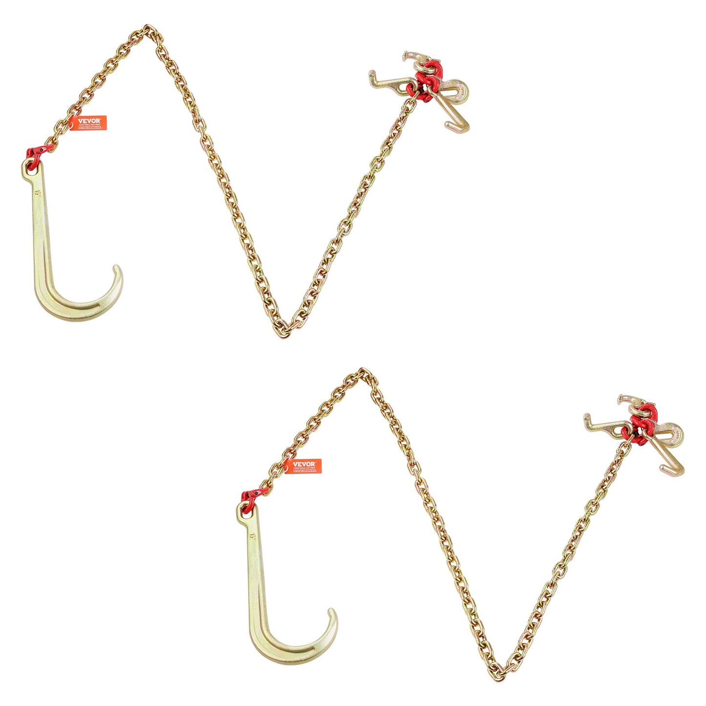 2PCS 5/16"x6' G80 Zipper 15" J Hook Long Shank RTJ & Grab Hooks Wrecker