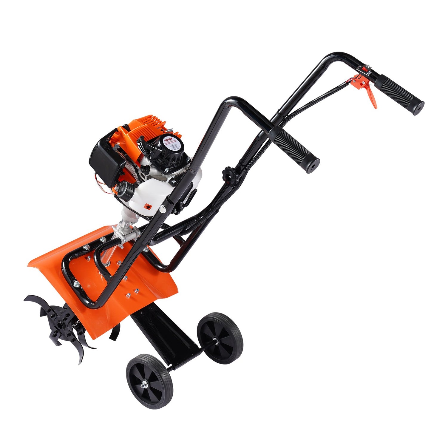 Benzinbetriebene Fräse mit Motor, 38 CC 4-Takt-Gartenfräse, Fräse mit 4 verstellbaren Stahl-Frontzinken für die Rasen-, Garten- und Feldbearbeitung