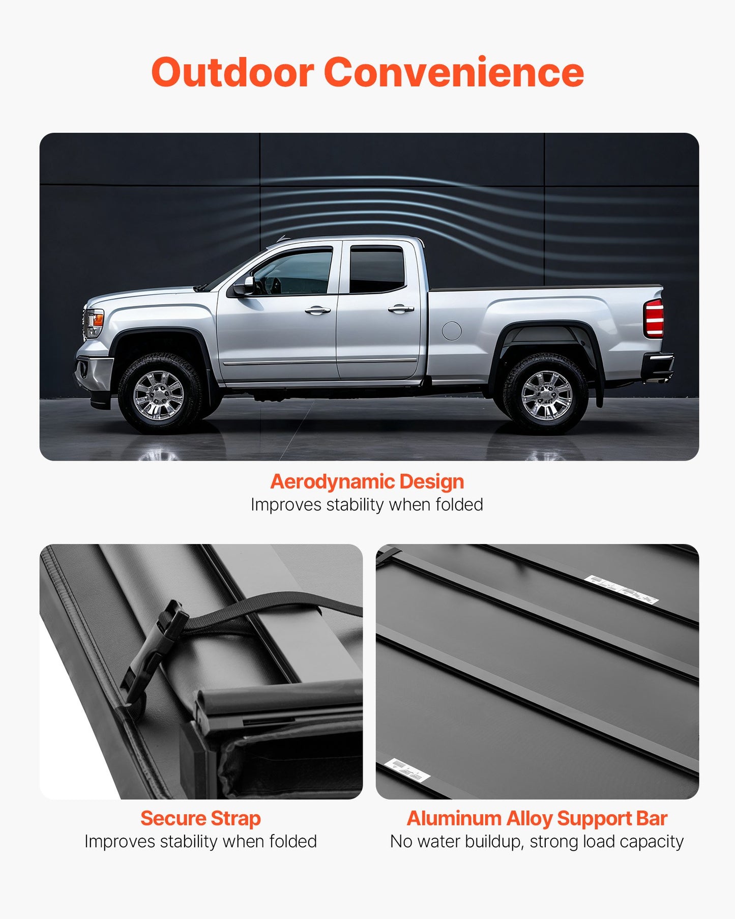 Soft Quad-Fold Truck Bed Tonneau Cover, Compatible with 2019-2024 Dodge Ram 1500 (Incl. Classic & New) 6.4 ft (76 in) Bed Without Rambox, Split Tailgate, Waterproof Folding Truck Tonneau Cover