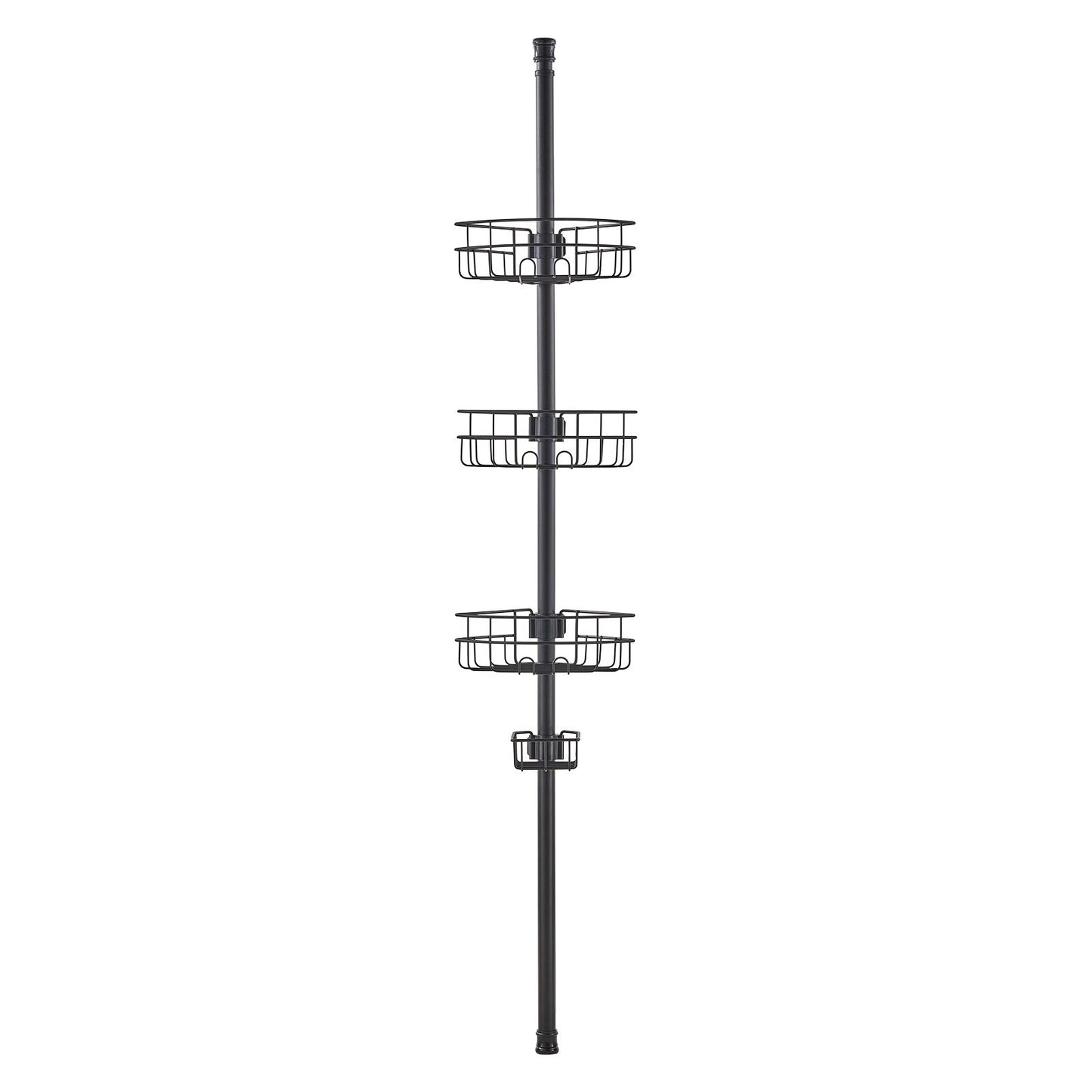 Shower Corner Caddy Tension Pole, 39" to 125" High, Multi-Functional Shower Tension Pole with Strong Load-Bearing Tray, Rust-Proof Easy-to-Install Tension Pole, Fit for Bathroom & Washroom