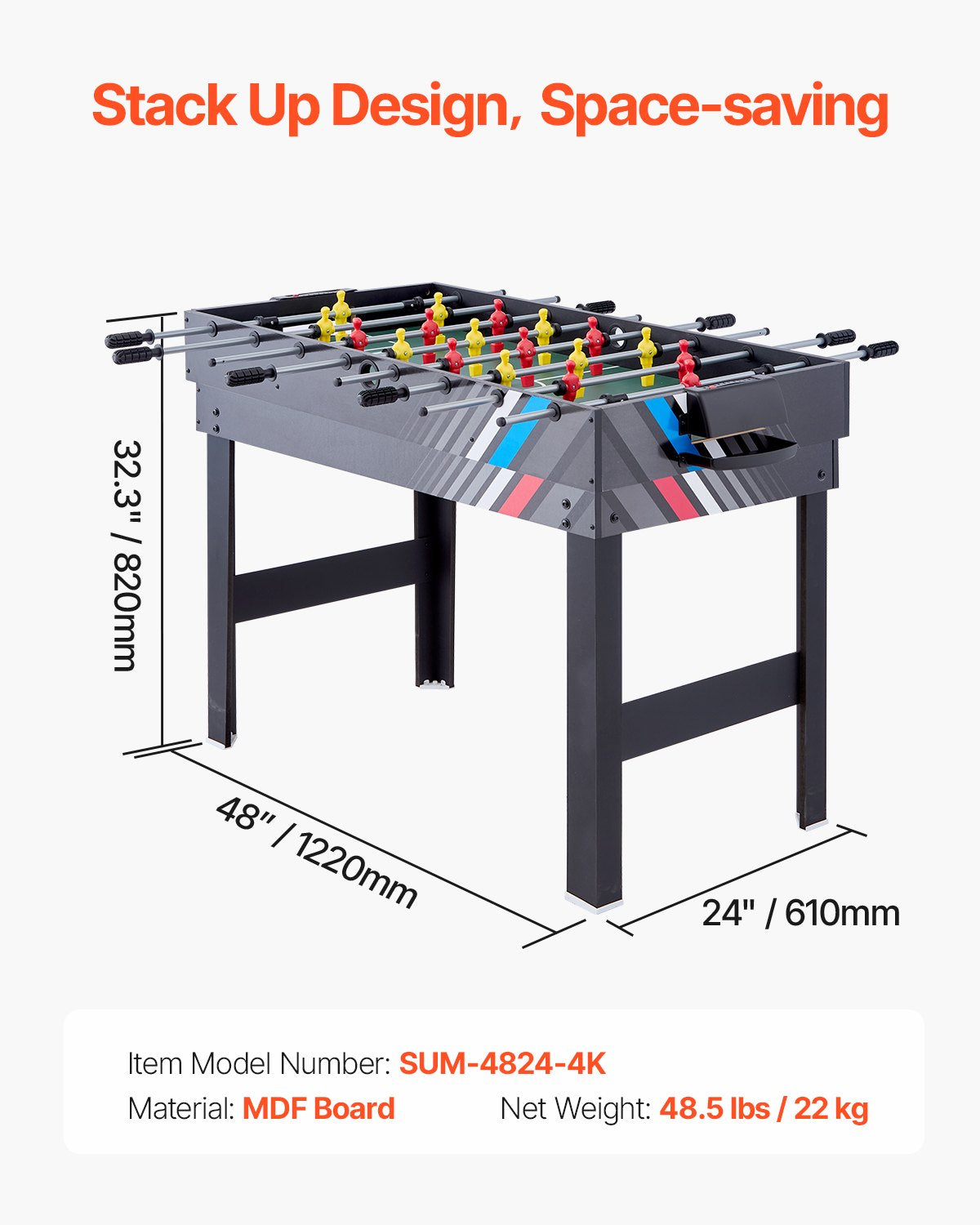 4-in-1 Combo Game Table Set, 48" Air Hockey Table, Multi Combination Table with Air Hockey, Pool Billiard, Foosball, Ping Pong, Pushers & Pucks, Sports Arcade Table for Family Game Room Office