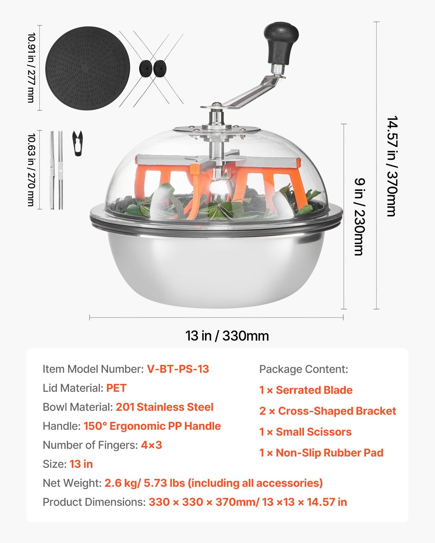 Bud Leaf Bowl Trimmer, 13 in Manual Bud Trimmer, with Sharp Stainless Steel Blades, Visual Cutting, Wet & Dry Hydroponic Cutting Machine, Twisted Spin Cut for Plants Leaves Buds Flowers