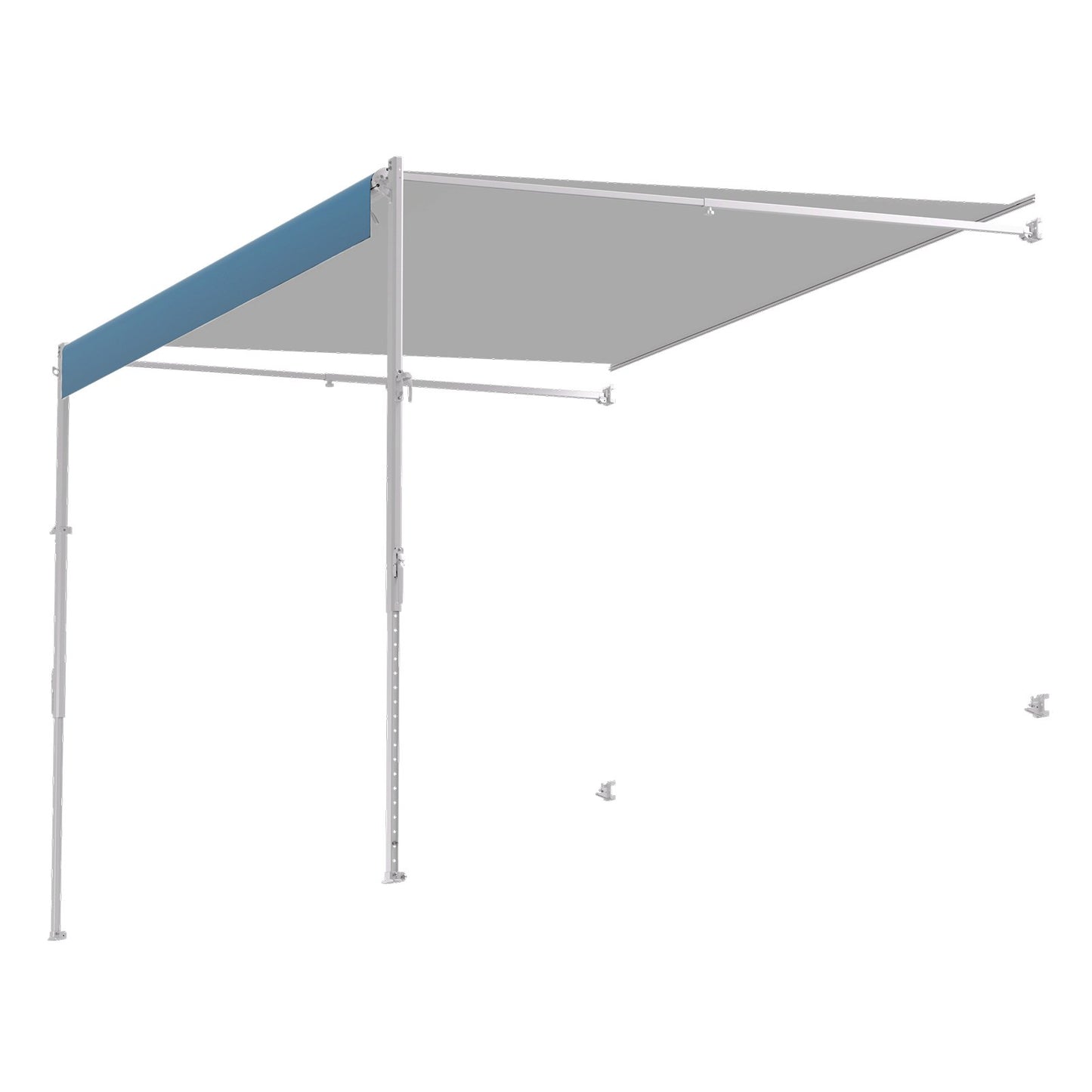 Manual RV Awning Complete Kit, 15' Retractable Awning with Aluminum Alloy Frame, Outdoor Trailer Awning, Fit for Most RVs(Blue Fade)