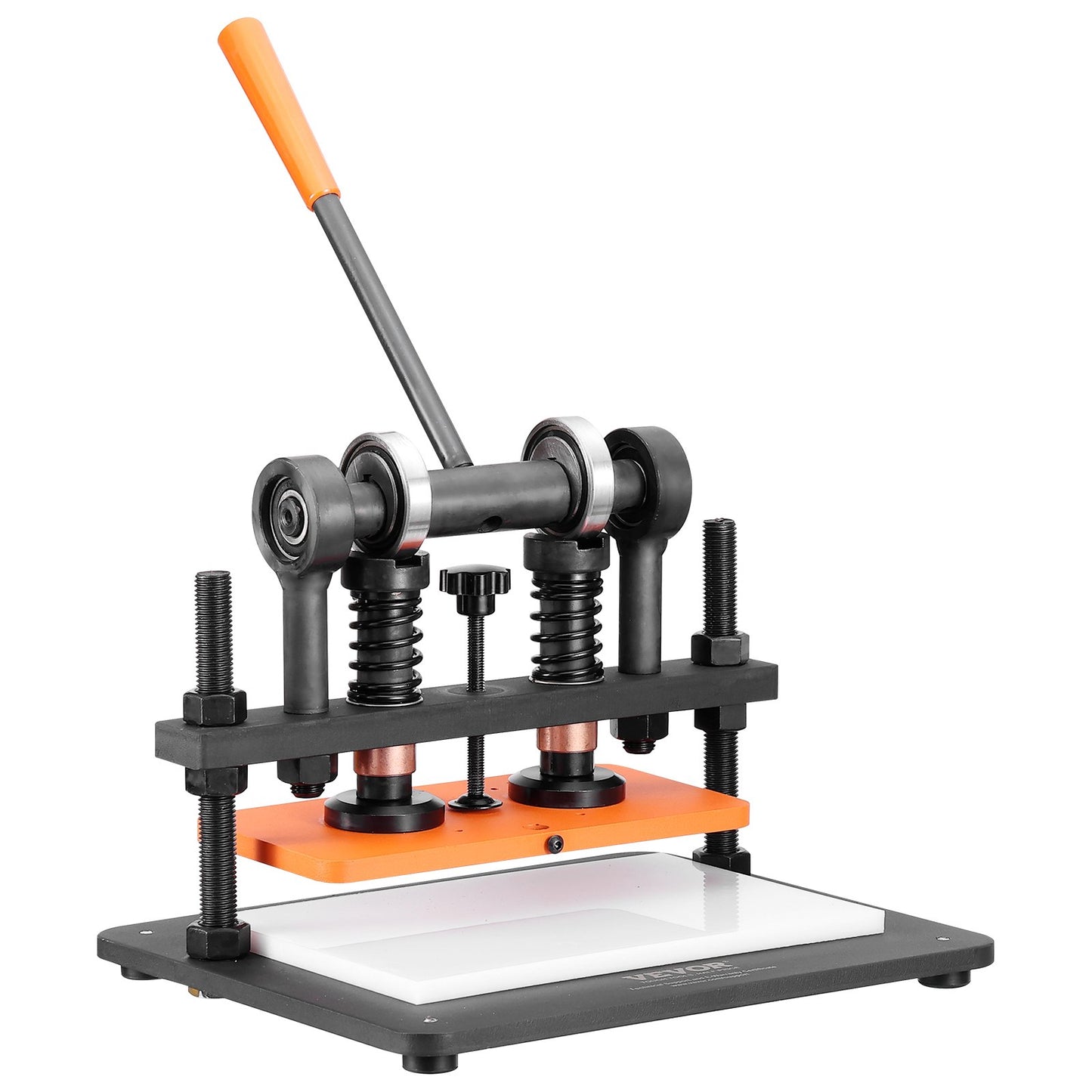 Läderskärmaskin, 11 x 5,5 tum präglingsplåt manuell stansare, 0,47 tum tryckslagsläderpräglingsmaskin, stansmaskin med dubbla styraxlar för olika material