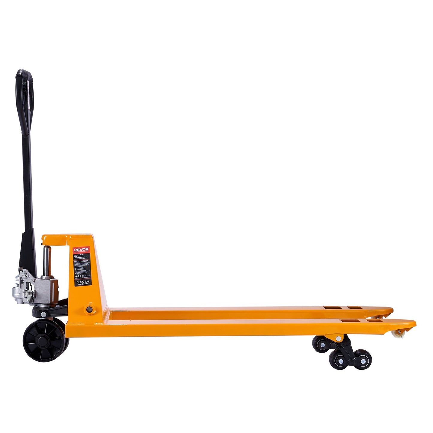 Pallet Jack, 5500 lbs Load Capacity, Manual Pallet Truck with 48L x 27W Inch Forks for Material Handling, 3.35-7.1 Inch Fork Lift Height Range, Suitable for Warehouse, Supermarket, Manufacturing