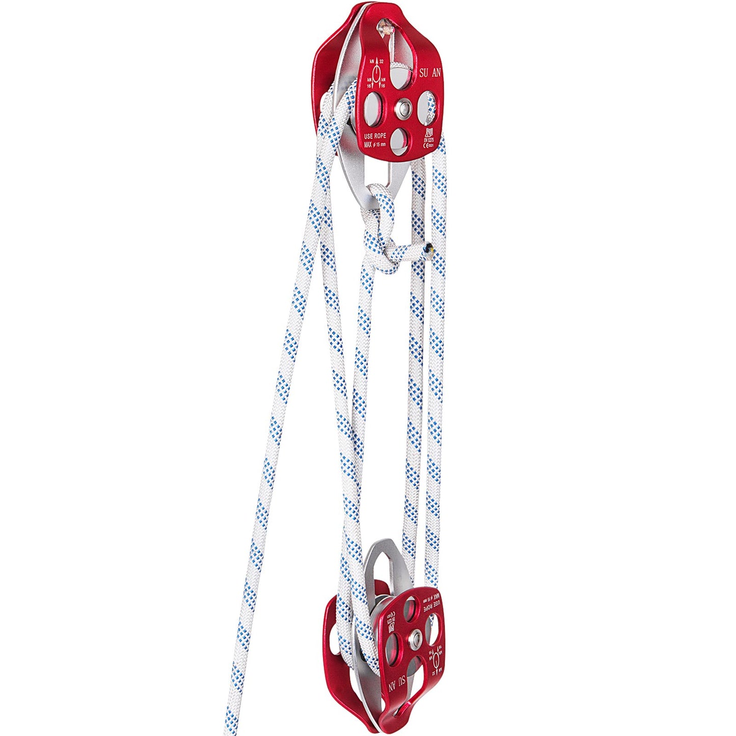 Twin Sheave Block and Tackle 2/5-1/2 tum 100-200 Ft Twin Sheave Block med flätrep 6600-7705LBS dubbelremskiva rigg