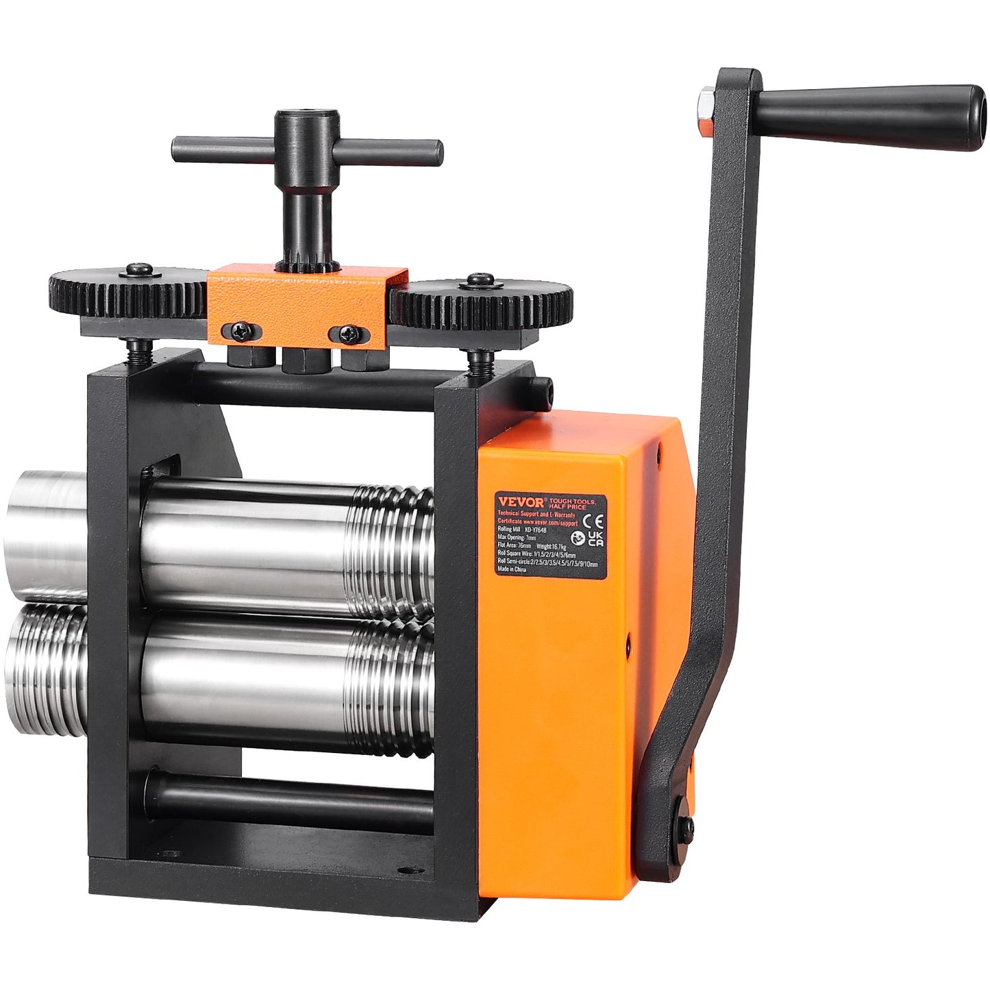 Rolling Mill, 3"/76 mm Jewelry Rolling Mill Machine, 1: 2 Gear Ratio, 3-in-1 Multi-function Rolling Mill, 0.1-7mm Press Thickness for Metal Jewelry Making Sheet Square Wire Semicircle Pattern