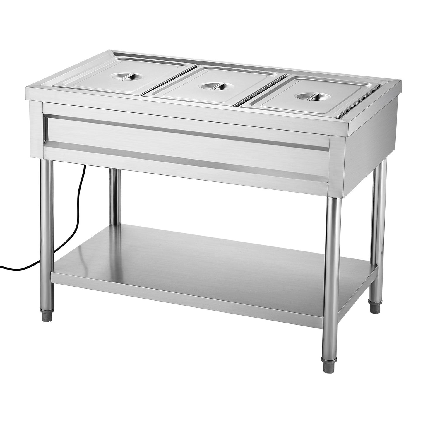 3-Pan Commercial Food Warmer, Electric Steam Table with Independent Temperature Control, 450W x 3 Stainless Steel Buffet Catering Food Warmer with Undershelf, for Restaurant Party