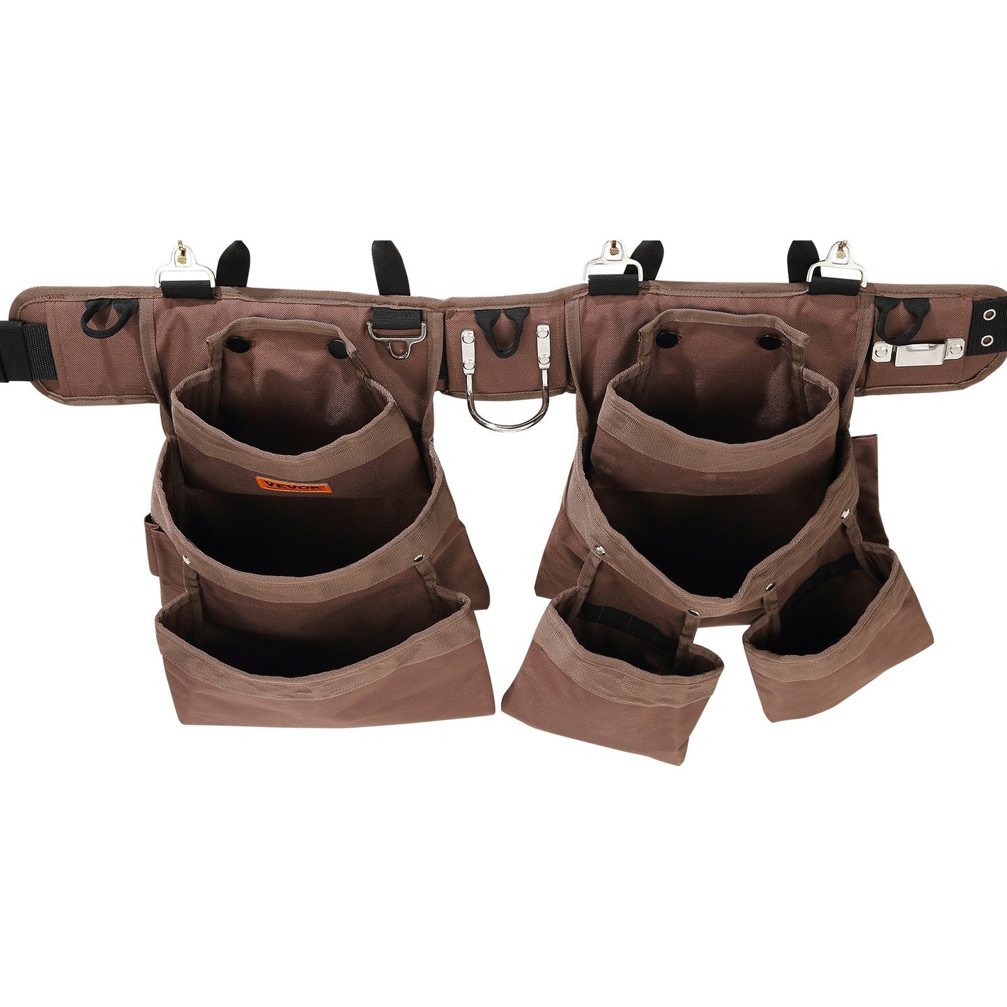Werkzeuggürtel, 19 Taschen, verstellbar von 81,3 cm bis 137,2 cm, strapazierfähige Werkzeugtasche aus Polyester, abnehmbare Werkzeugtasche für Elektriker, Tischler, Handwerker, Holzarbeiter, Bau, Rahmen, Braun