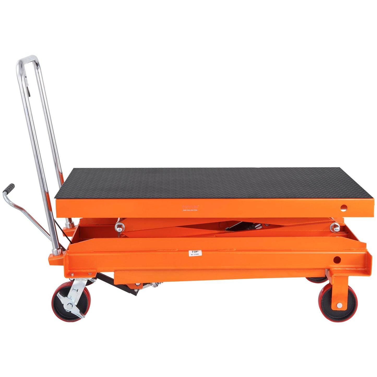 Hydraulic Lift Table Cart, 1760lbs Capacity 59" Lifting Height, Manual Double Scissor Lift Table with 4 Wheels and Non-slip Pad, Hydraulic Scissor Cart for Material Handling and Transportation