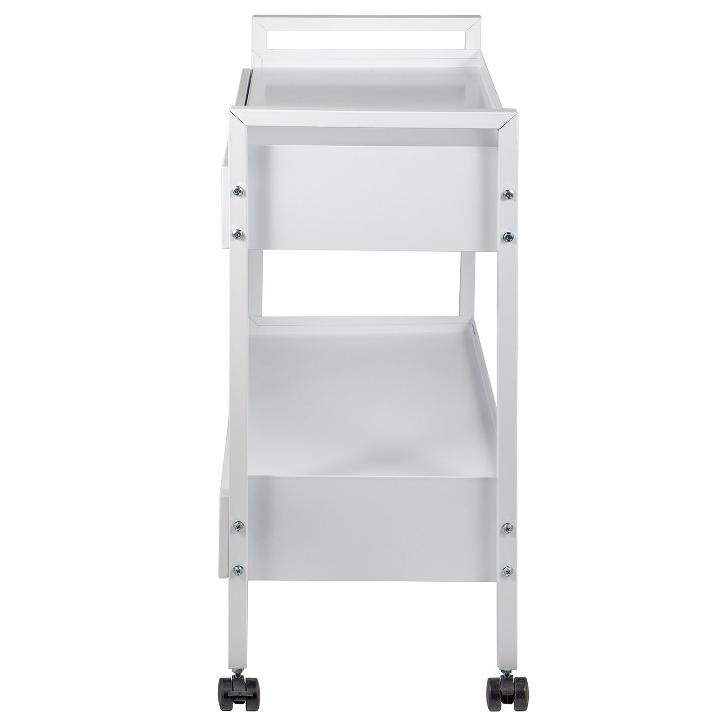 Lab Cart, 2 Tier Stainless Steel Utility Cart Medical Cart 2 Drawers Rolling Lab Cart White Color Serving Cart with 360° Wheels for Laboratory Hospital Dental Salon Beauty