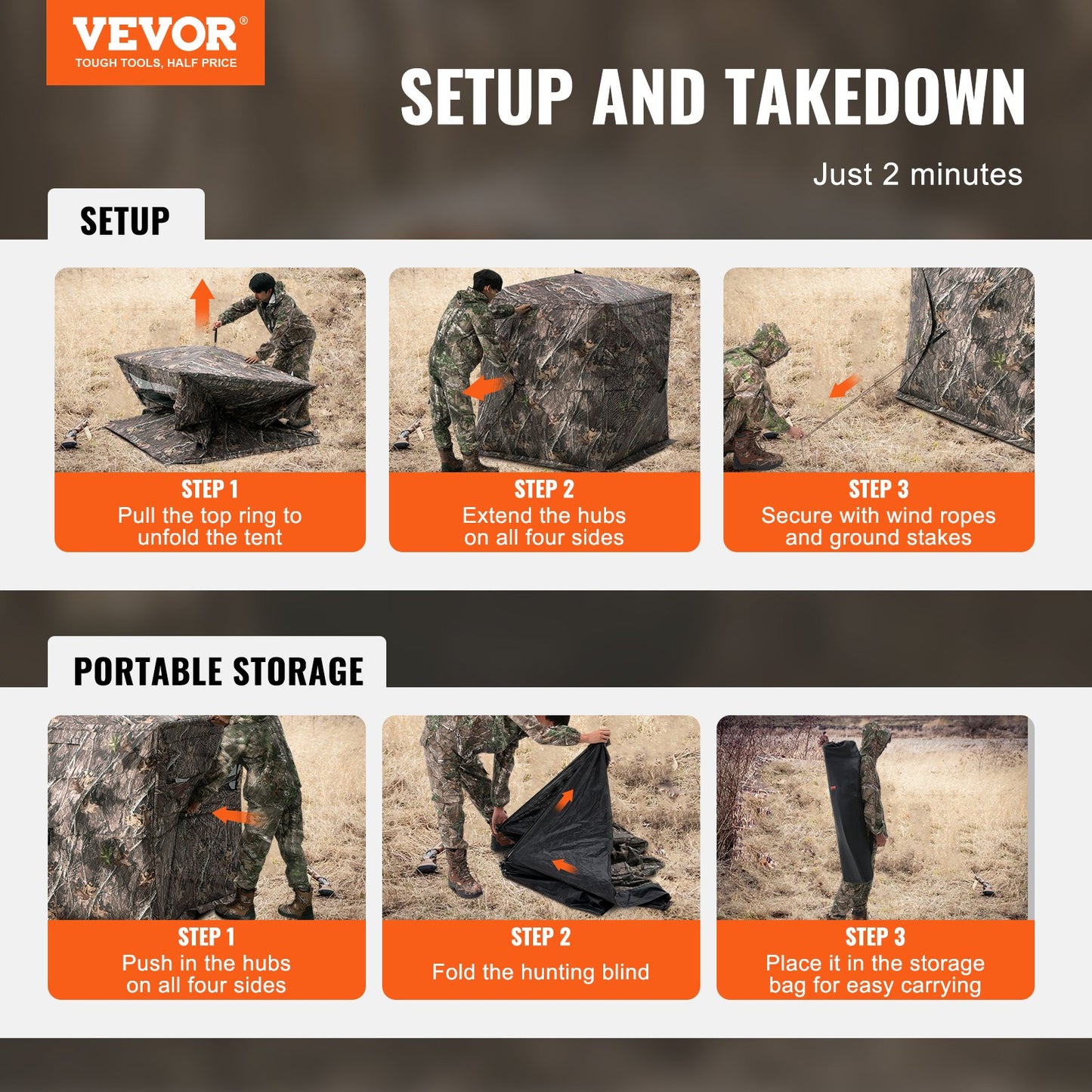 Hunting Blind, 270° See Through Ground Blind, 2-3 Person Pop Up Deer Blind for Hunting with Carrying Bag, Portable Resilient Hunting Tent, One-Way See-Through Mesh for Turkey and Deer Hunting