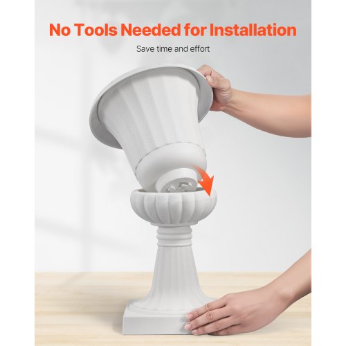 Kunststoff-Pflanzgefäß 25 x 42 cm Weiße Blumen auf Sockel | EU