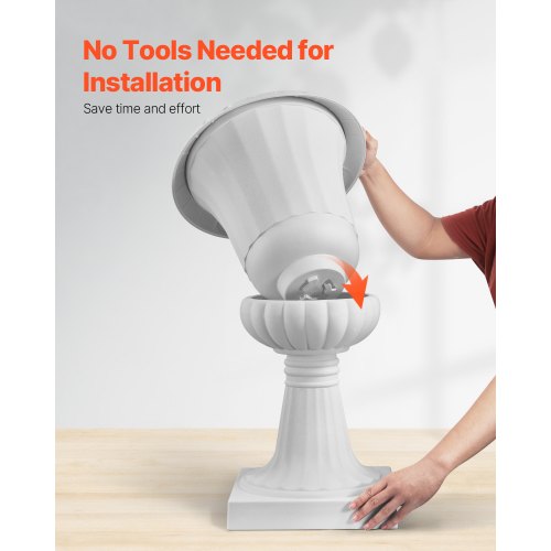 Plastic Planter 40 x 67 cm White Flowers on Pedestal | EU