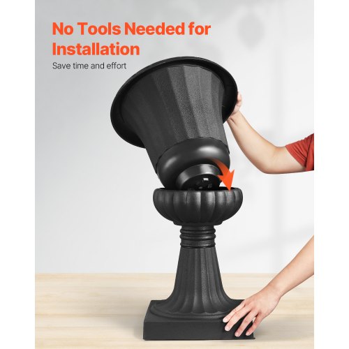 Plasturnplanter, 40 x 67 cm, 2-pack svarta klassiska blomkrukor för veranda, inomhus- och utomhusvas för bröllop, fest, evenemang, hem, scen, trädgård, balkong, uteplatsdekoration | EU