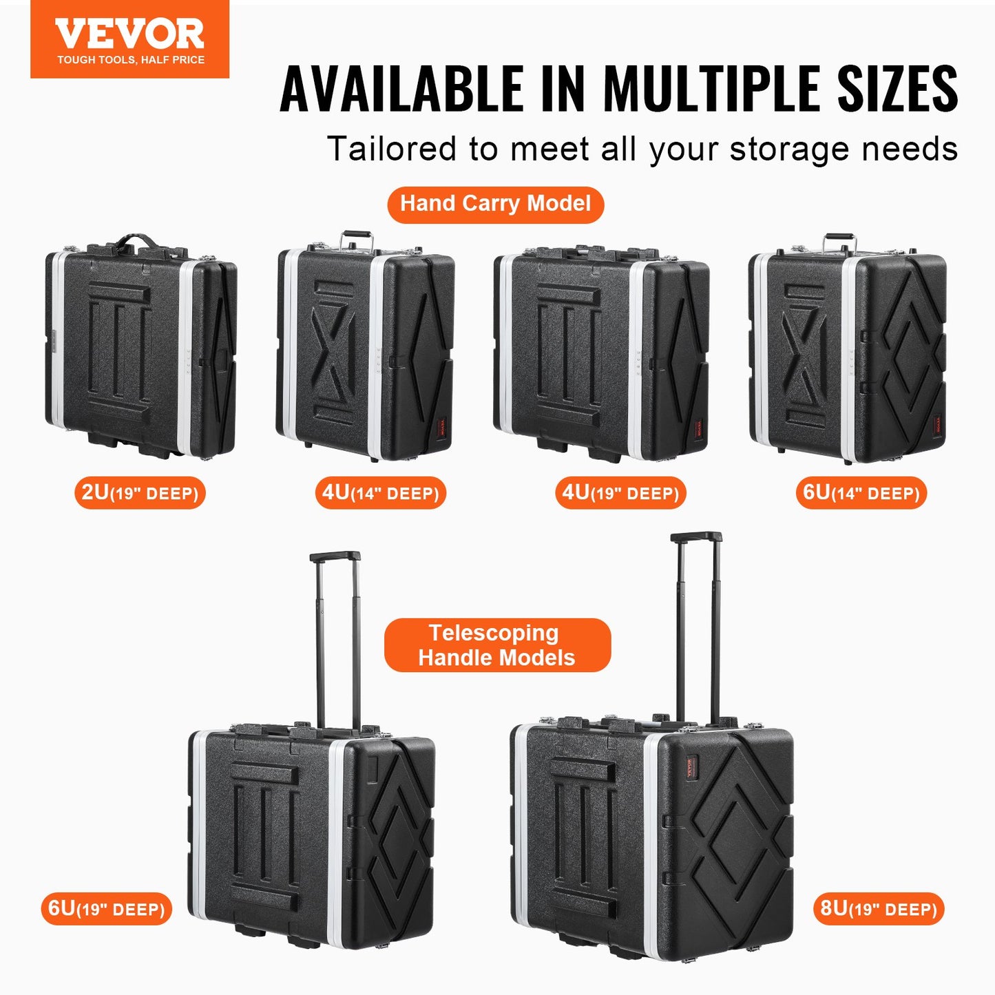 6U Rack Case, Standard 19 in Depth, Server Rack Cabinet with ABS Construction Wheels Heavy-Duty Twist Butterfly Latches, Detachable Front & Back Panels, for Amps, Mixers, Microphone Receivers