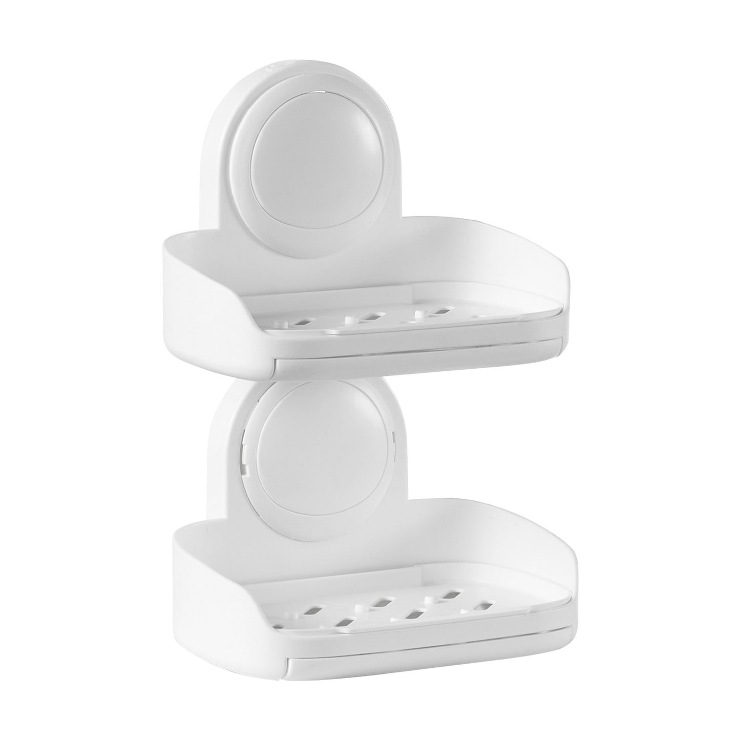 Soap Holder for Shower, Double Layer with Suction Cup, Wall Mounted NO-Drilling, Strong Suction Bar Soap Sponge Holder, Self Draining Soap Saver, for Shower Bathroom Bathtub Kitchen, Removable