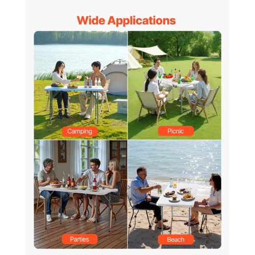 122 cm Kunststoff Klapp Picknick Tisch Tragbare Griff Indoor Outdoor