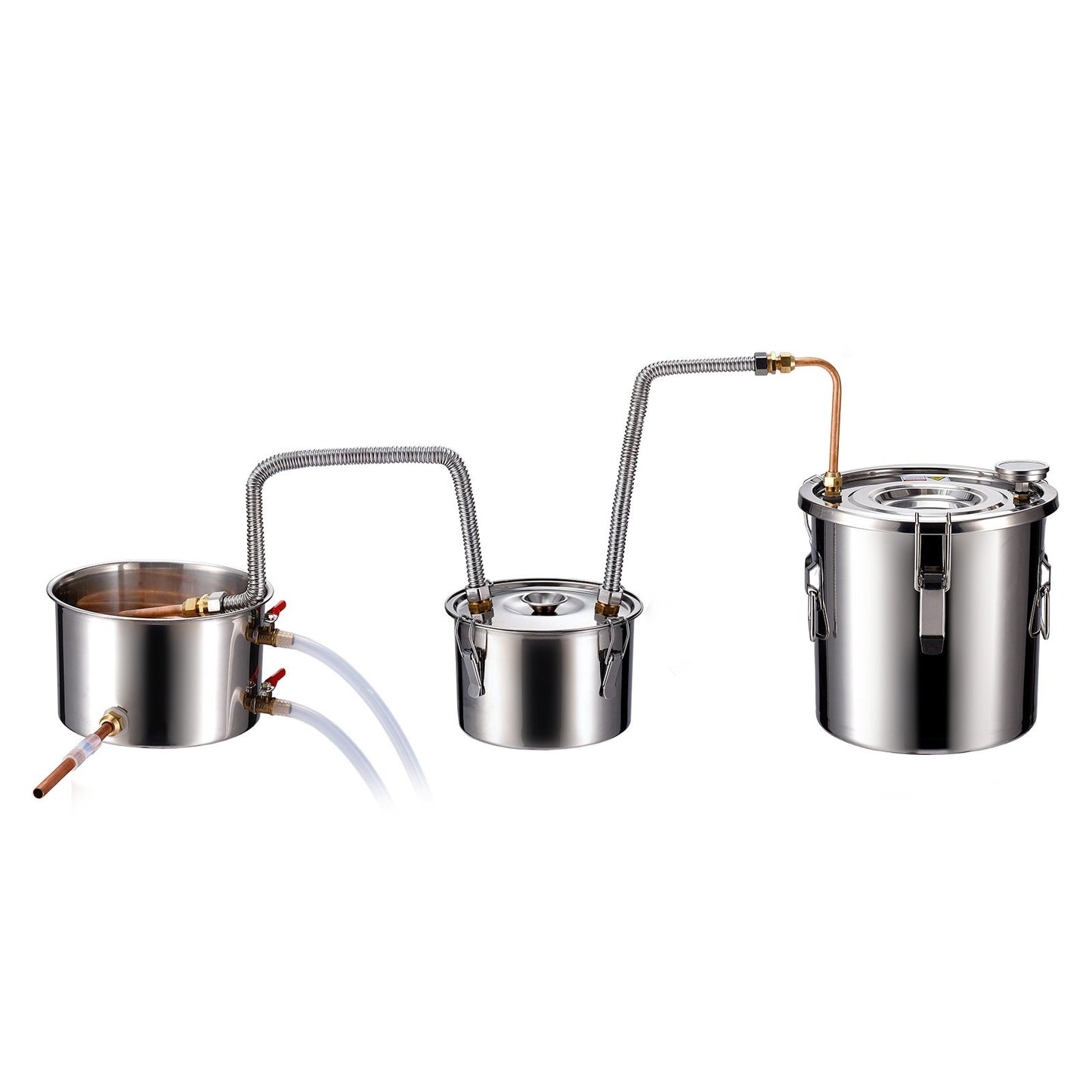 Alcohol Still, 3 Gal / 11.4 L Stainless Steel Water Alcohol Distiller with Copper Coil for Fast Cooling, Dual Condenser Distiller Kit with Secondary Distillation, for Wine Whisky Brandy, Silver