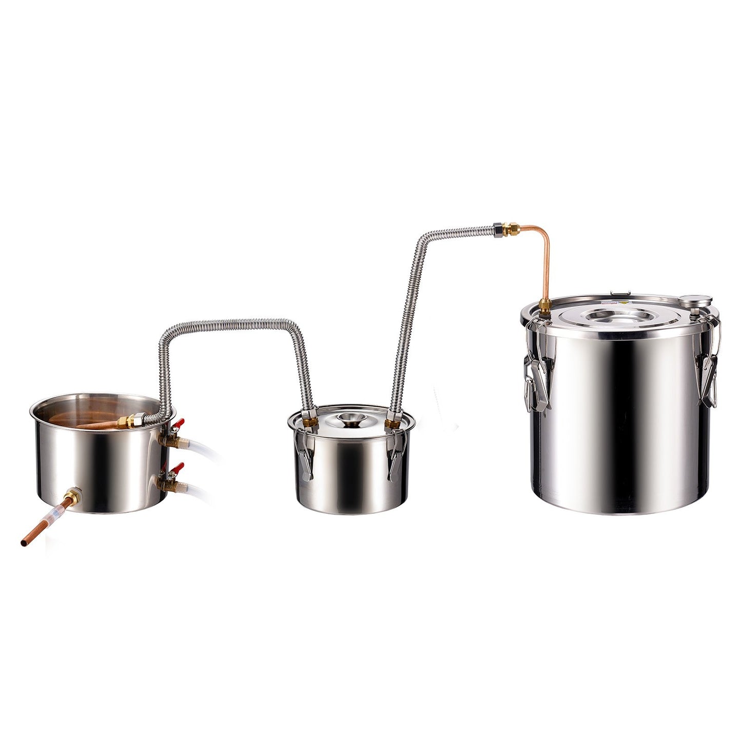 Alcohol Still, 5 Gal / 19 L Stainless Steel Water Alcohol Distiller with Copper Coil for Fast Cooling, Dual Condenser Distiller Kit with Secondary Distillation, for Wine Whisky Brandy, Silver
