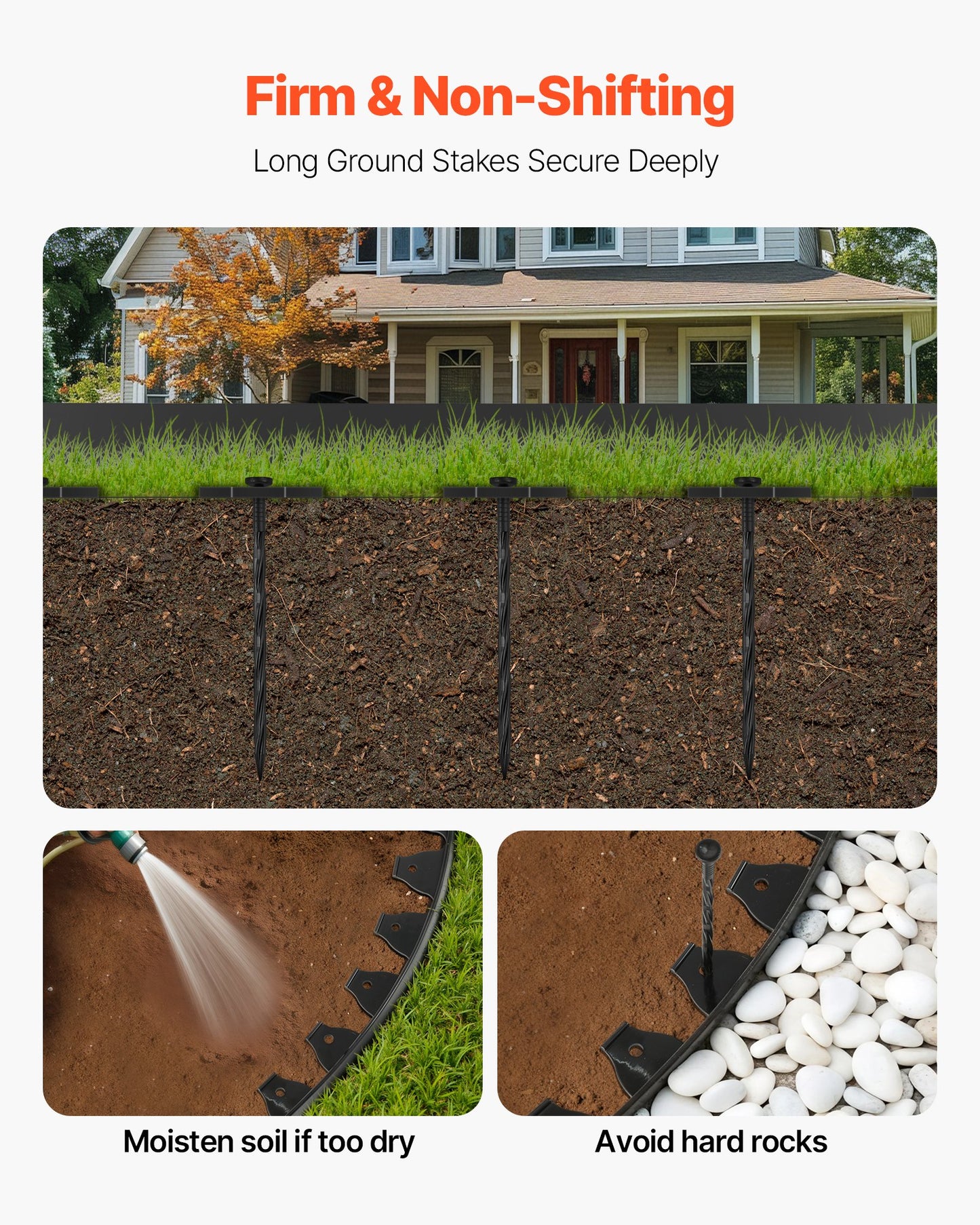 Landscape Edging Border, 10Pcs 6 ft x 1.6 in Plastic Garden Edging with 60 Spikes, Sun-Resistant Flowerbed Borders, DIY Layout, No Dig Garden Edger Border Divider for Lawn Edgings for Yard