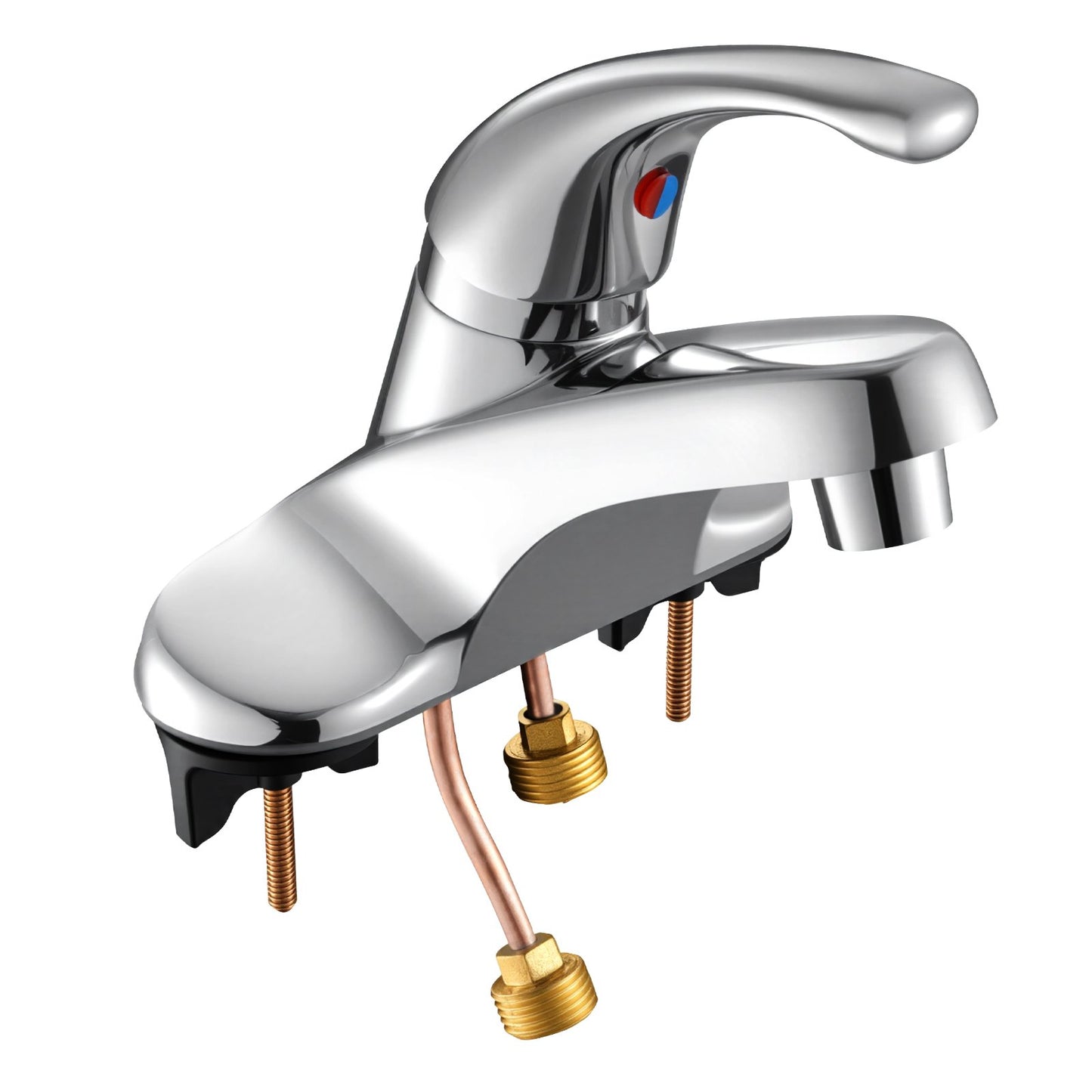 Single Handle Sink Faucet, Chrome-Plated Silver Single Handle Bathroom Faucet, Kitchen Water Faucets with Overflow 1 or 3 Hole, Suitable for Bathroom, RV, Bar Sink, Public Restroom, Press-Type