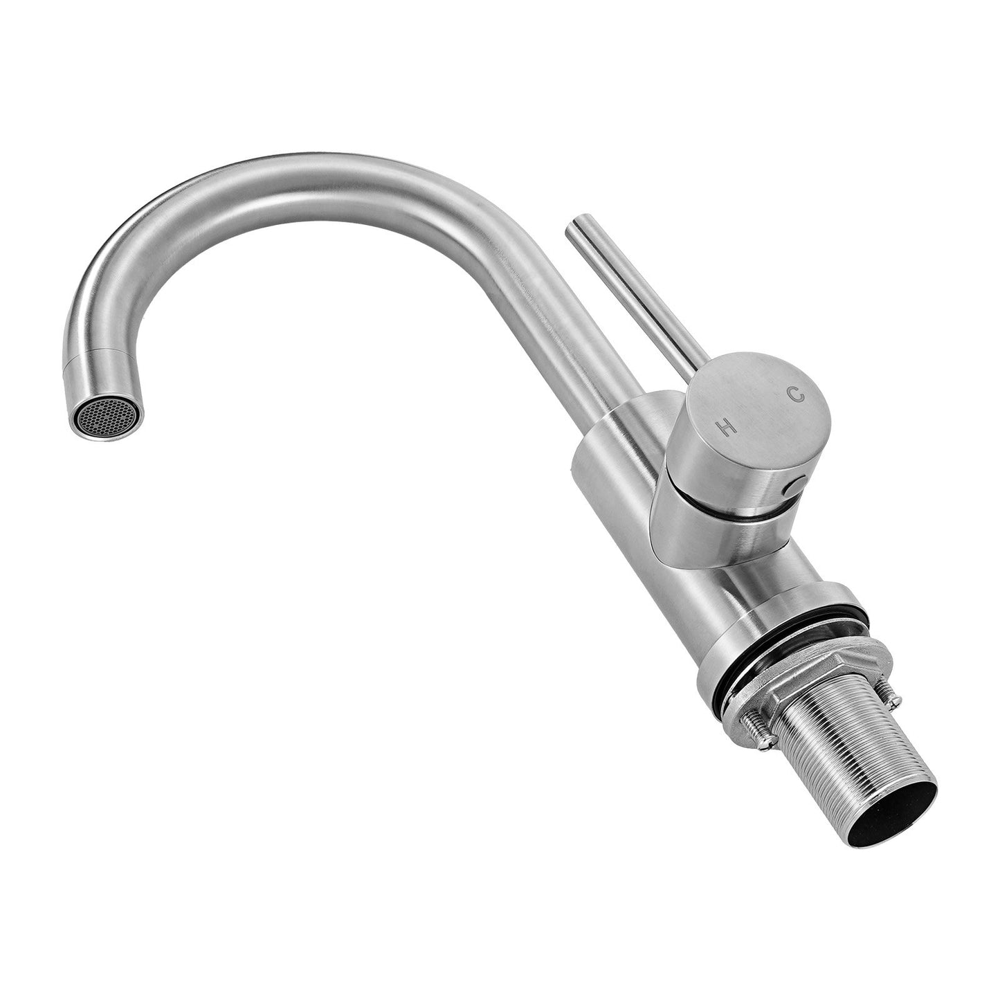 Single Handle Sink Faucet, Kitchen Faucet Brushed Nickel Single Handle, Kitchen Water Faucets with Anti-Splash Aerator, Suitable for Bathroom, RV, Bar Sink, Public Restroom, High Arc Spout