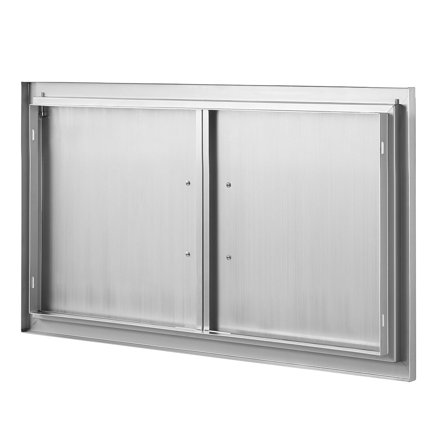 BBQ access door, 863x482 mm double outdoor kitchen door, stainless steel recessed door, vertical wall door with handle, for BBQ Island, grill station, outdoor cabinet