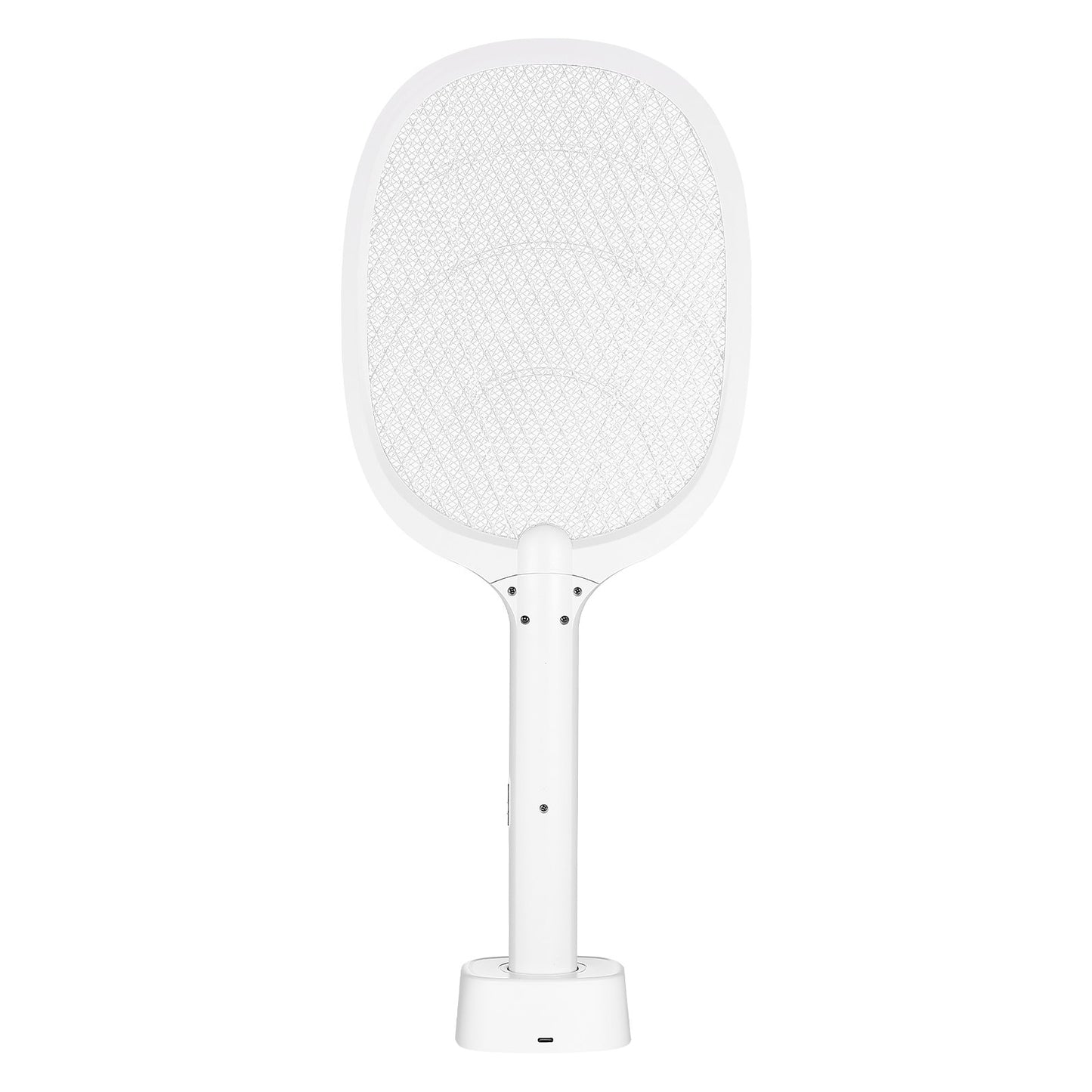 Electric Fly Swatter, Zapper Racket with 3 Layers Mesh & Digital Screen Display, Dual Modes Fly Killer with 1500mAh Battery Rechargeable for Home, Bedroom, Kitchen and Patio, White