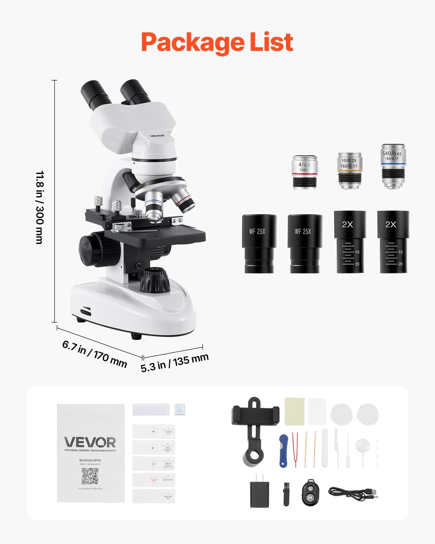 Compound Binocular Microscope, 40-2000X Magnification, Professional Compound Microscope for Adult with Phone Adapter, LED Light, Aluminum Alloy Body, for Lab, School, Home, Education