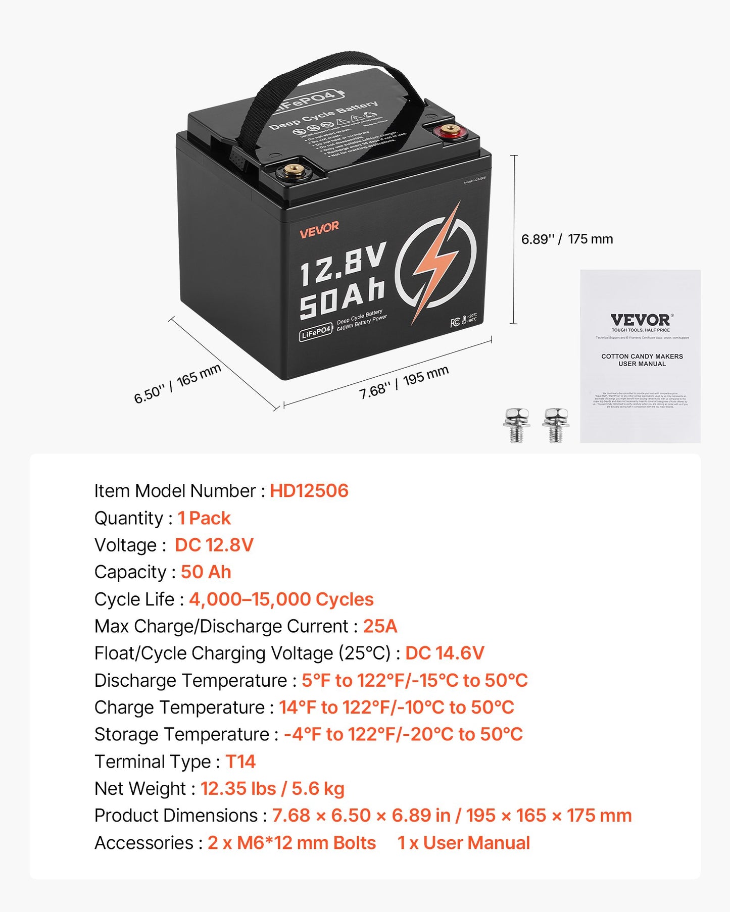 12V 50Ah LiFePO4 Battery, Up to 15000 Cycles, Deep Cycle Lithium Iron Phosphate Battery with Built-in BMS, Low Temperature Protection, 10 Years Lifetime, for Solar Off-Grid Home Energy Storage