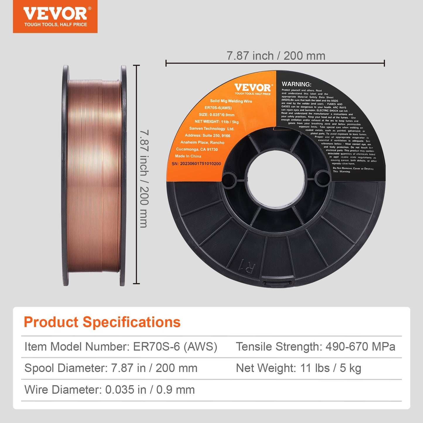 Solid MIG Welding Wire ER70S-6 0.035inch 11LBS Mild Steel MIG Welding Wire