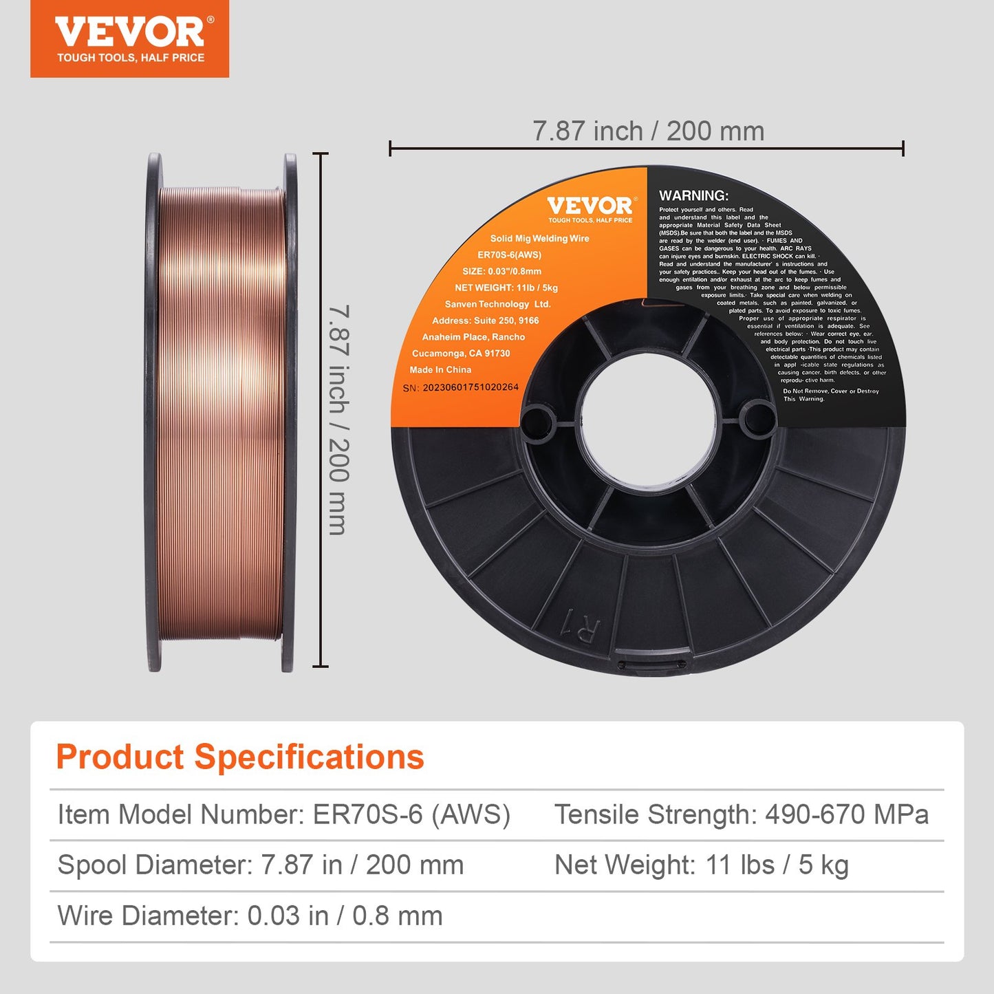 Solid MIG Welding Wire ER70S-6 0.03-inch 11LBS Mild Steel MIG Welding Wire