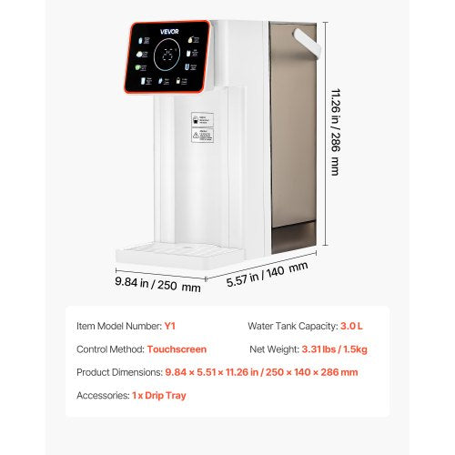 Bänkskiva Snabbvarmvattendispenser med 6 temperaturer, 8 volymer, 3 liters tank