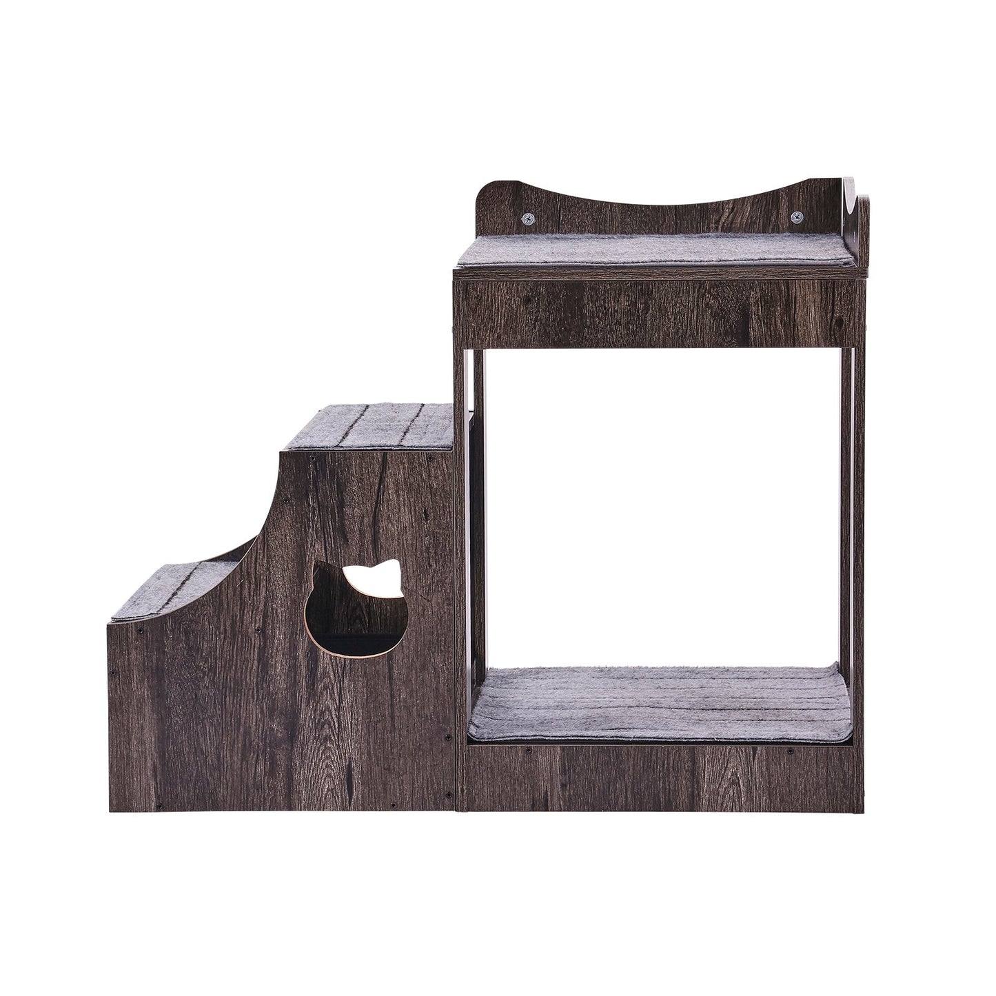 Haustier-Etagenbett mit Treppe, Fenstersitzstange für Hunde/Katzen mit Stauraum für den Innenbereich, Grau