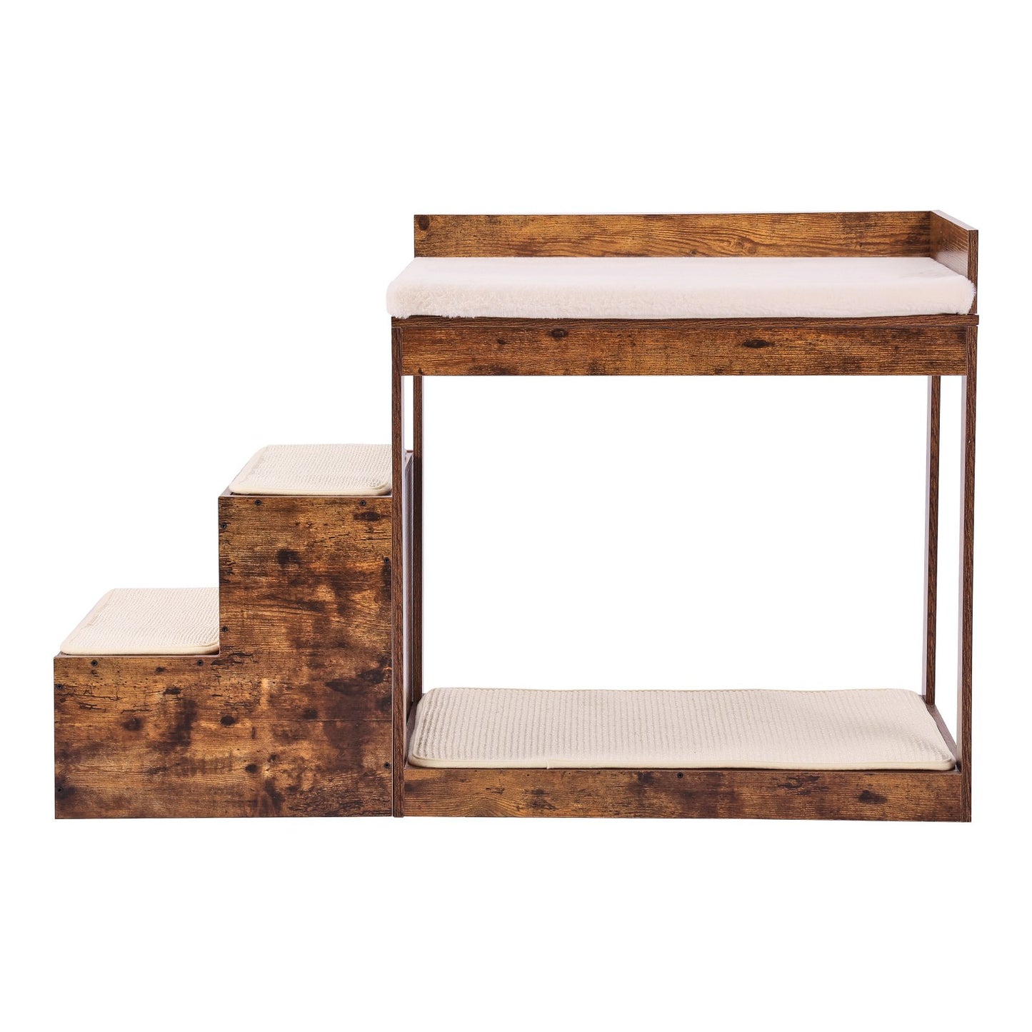 Haustier-Etagenbett mit Treppe, Hunde-/Katzen-Fenstersitzbank, Schlafsofa, mittlere Größe