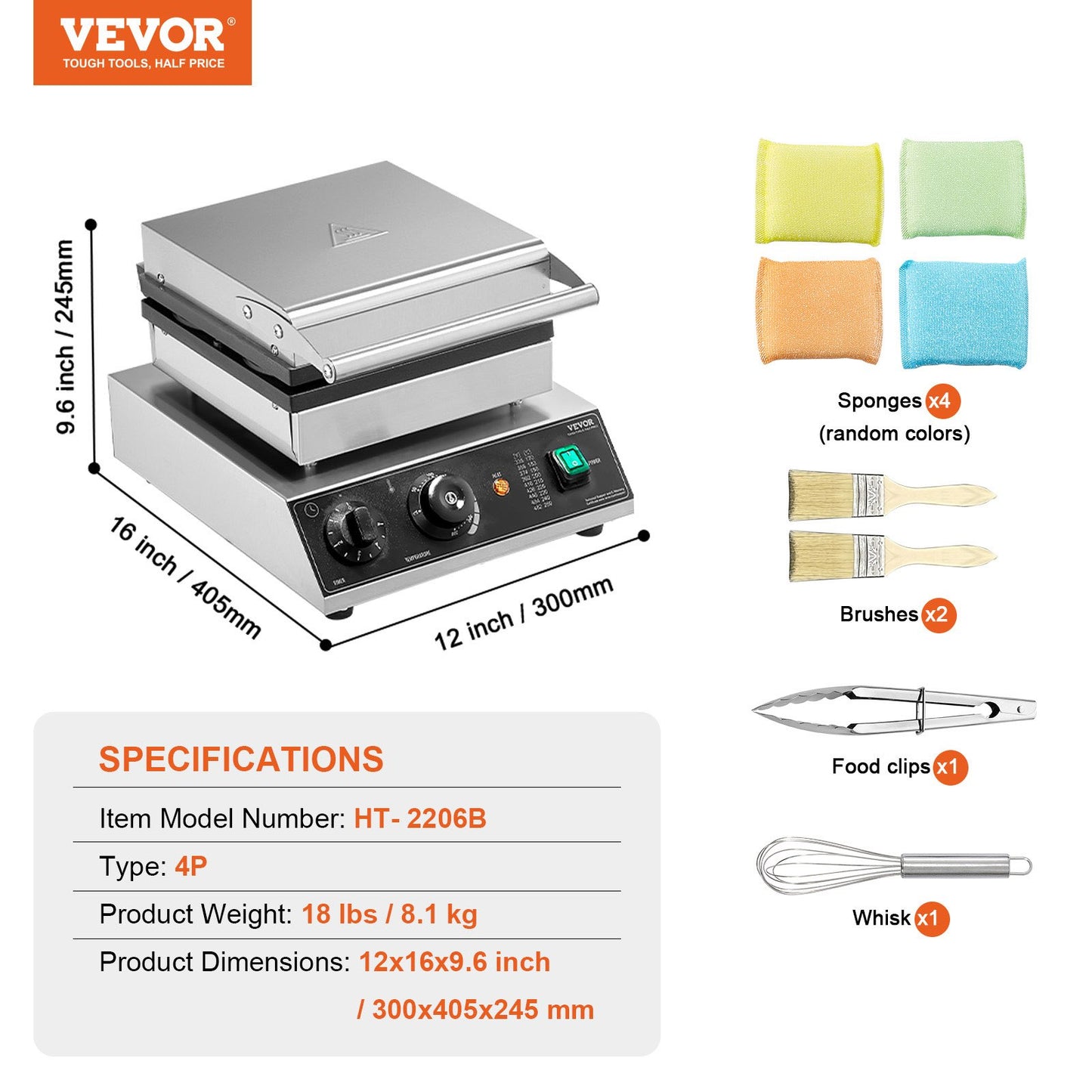 Commercial Waffle Maker, 4PCS Round Waffle Baker Machine,1750W Non-Stick Stainless Steel Belgian Waffle Iron with Temperature and Time Control, for Restaurant Bakery Snack Bar Family